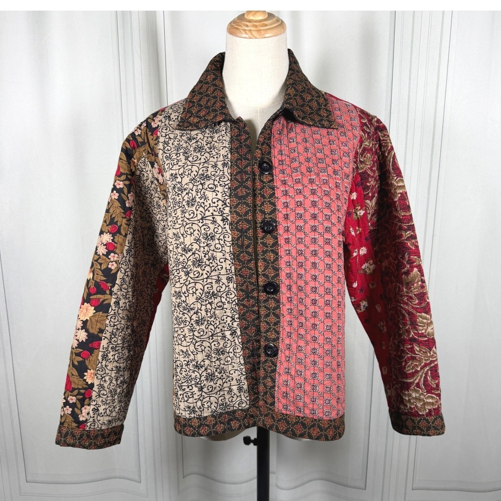 Vintage Y2K Keren Hart Quilted Patchwork Jacket M Cottagecore Floral
